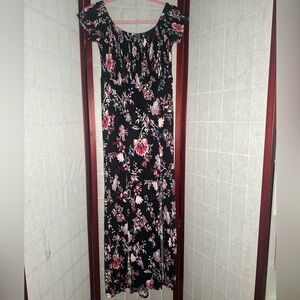 Express off the shoulder smocked floral maxi dress, Medium Petite